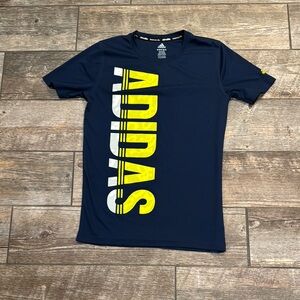 Adidas Blue and Yellow Short Sleeve Dri Fit Shirt